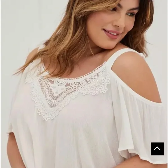 Torrid White Cold Shoulder Top and Olive Pants - Picture 3 of 7